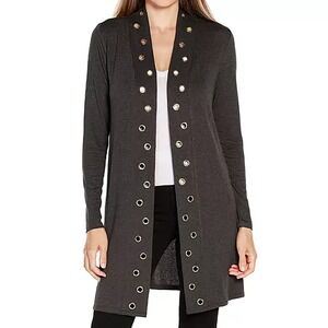Belldini Long Sleeve Grommet Trim Black Cardigan Sweater Womens Size 2X NWT
